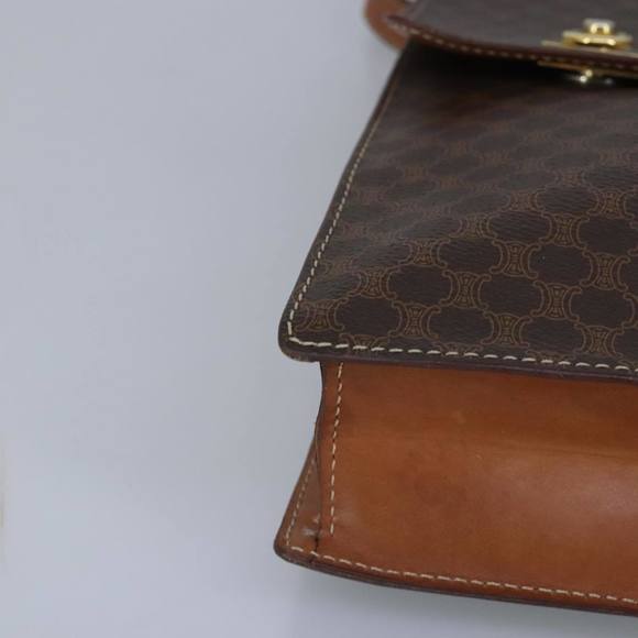 CELINE Macadam Canvas Business Bag PVC Leather 2way Brown Gold Auth 96233 - Picture 15 of 16